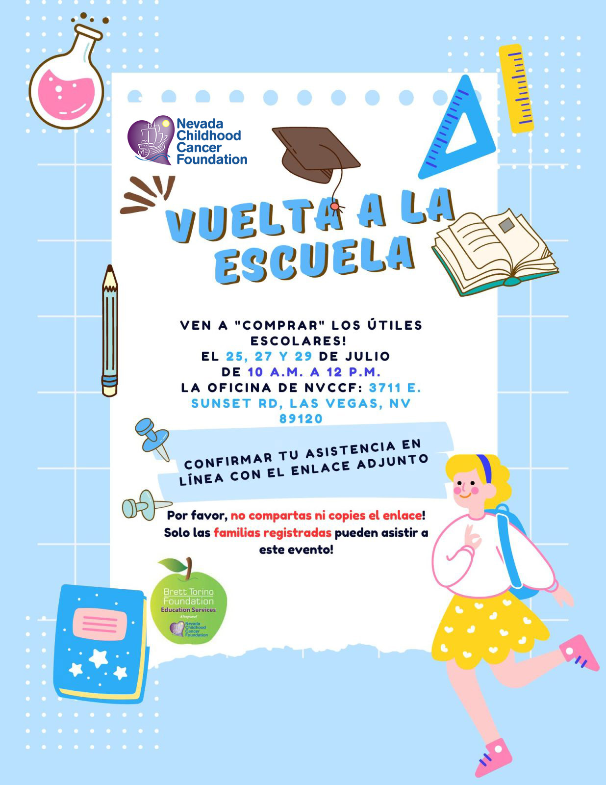 Nevada Childhood Cancer Foundation Vuelta a la Escuela